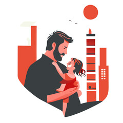 building precious memories with dad, vector illustration flat 2