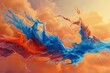 Colorful paint splashes isolated on sky background,   render