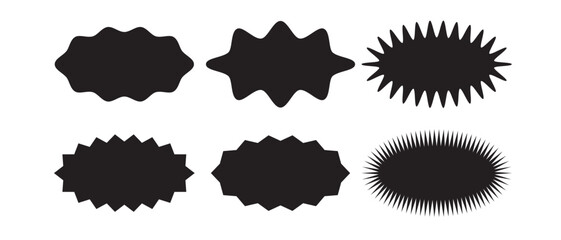 Wall Mural -  Oval and round shaped sunburst labels and badges.  sunburst price stickers. black starburst, sunburst, stamp, seal, sticker. vector illustration.