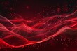 Abstract red background with moving particles,  rendering digital illustration
