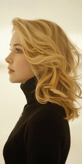 Poster - Woman With Long Blonde Hair in Black Turtleneck Sweater