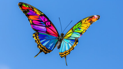 Sticker - A colorful butterfly is flying in the sky