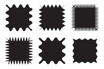 Wall Mural - Zig zag edge square set collection. black stamp, seal, label and badge, sticker. vector illustration.