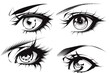 Anime eyes in black and white, suitable for various design projects