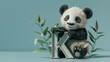 Cute panda bear sitting next to the letter K, perfect for educational materials