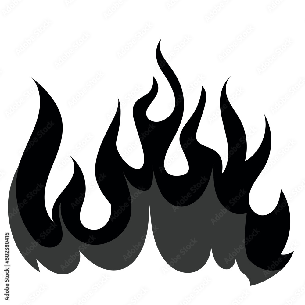 Flame fire border frame silhouette template set vector illustration ...