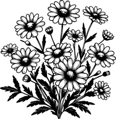 Wall Mural - Flower black outline vector illustration. Coloring book page.