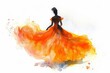© Watercolor_Kawaii - The watercolor painting of a young woman s debutante ball, dressed in a gown and being presented to society, Clipart minimal watercolor isolated on white background