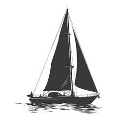 Wall Mural - silhouette sail boat full black color only