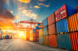 containers at sunset, AI generated