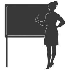 Wall Mural - silhouette women school teacher teaching in front of class