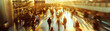 © christian - hustle and bustle at an airport, visualization of movement through blurring, created with generative AI technology