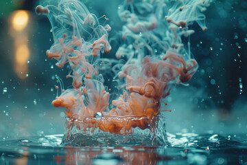 Aufkleber - A drop of ink hitting water, with the ink cloud beginning to form and expand,