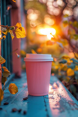 Aufkleber - Sleek in Pink: The Modern Travel Cup,