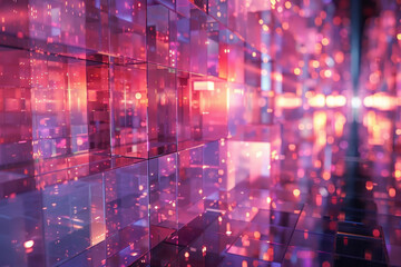 Fototapete - Purple Pixel Perfection: A Seamless Geometric Matrix,