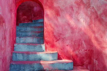 Poster - Ascending Hues: A Staircase to a Pastel Portal,