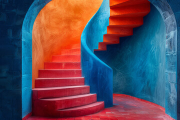 Aufkleber - Ascending Hues: A Staircase to a Pastel Portal,