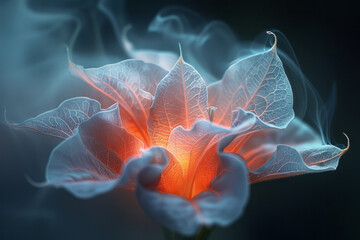 Poster - Datura petals depicted as flames, flickering and dancing in an unseen breeze,