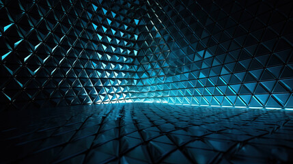 Poster - Abstract background with structure of neon triangles and technology style.