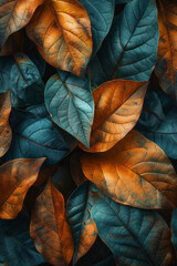 Poster - Tobacco rustica leaves in a hyper-realistic style but with exaggerated, dream-like colors,