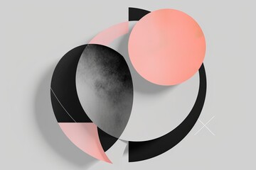 Fototapete - Black and Pink Circular Object on White Background. Generative AI