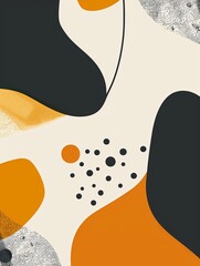 Aufkleber - Abstract Painting With Black, Orange, and White Colors. Generative AI