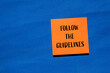 © Emre Akkoyun - Follow the guidelines words written on orange paper sticker with blue background. Conceptual follow the guidelines symbol. Copy space.