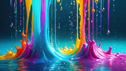 Fototapete - Vibrant color splash and water splash background in underwater scene.