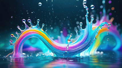 Poster - Vibrant color splash and water splash background in underwater scene.
