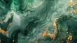 Green watercolor background with Golden shiny and Liquid marble texture