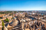 Fototapeta Nowy Jork - Sevilla Aerial view with Seville Cathedral and other famous places during Beautiful Sunny Day