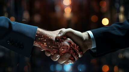 Aufkleber - Close Up of Two People Shaking Hands. Generative AI