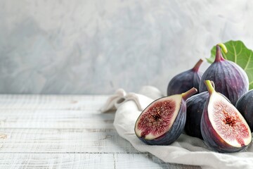 Wall Mural - Fresh figs on wooden table