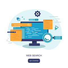 Wall Mural - web search concept. search engine marketing concept. flat vector illustration
