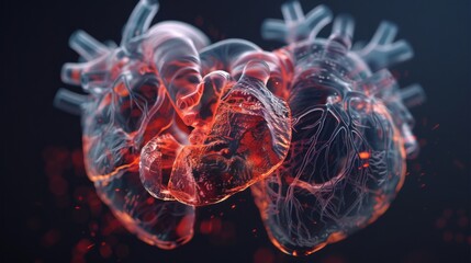 Wall Mural - 3D rendering image illustrating common congenital heart defects such as atrial septal defect (ASD), ventricular septal defect (VSD), and tetralogy of Fallot