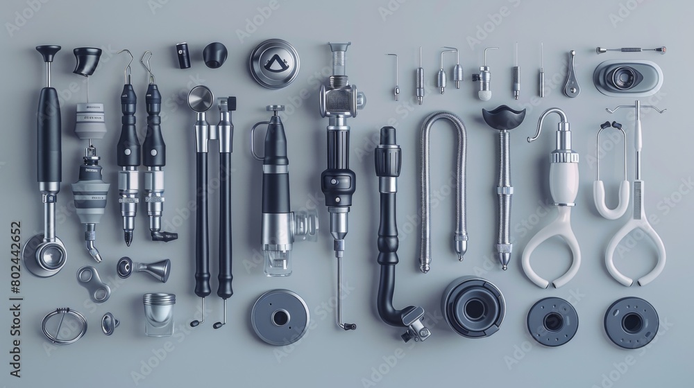 3D rendering image depicting components of a comprehensive ear ...