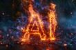 Fiery letters AI blazing on black backdrop