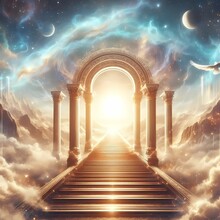 Heavens Gate To Heaven End Of Life. Stairway To Heaven. Religious Background
