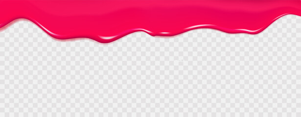 Wall Mural - Flowing cherry or raspberries jam.Dripping pink caramel and sause. Slime vector texture or  paint drip or nail polish.