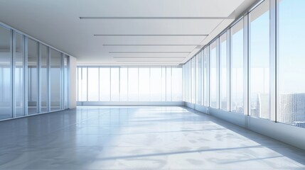 Canvas Print - Empty office open space interior. Business conference company background hyper realistic 