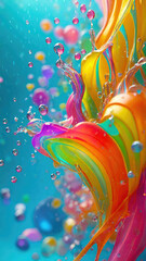 Aufkleber - Vibrant pastel color splash and water splash background in underwater scene.