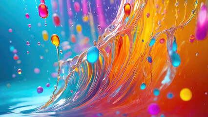 Aufkleber - Vibrant pastel color splash and water splash background in underwater scene.