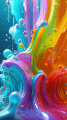 Aufkleber - Vibrant pastel color splash and water splash background in underwater scene.