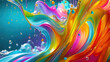 Vibrant pastel color splash and water splash background in underwater scene.