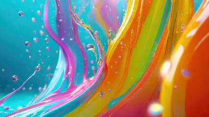 Aufkleber - Vibrant pastel color splash and water splash background in underwater scene.