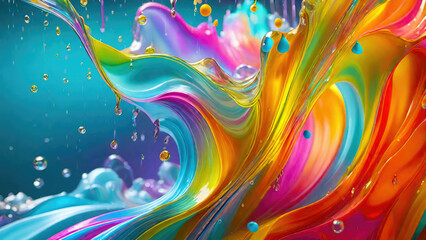 Wall Mural - Vibrant pastel color splash and water splash background in underwater scene.