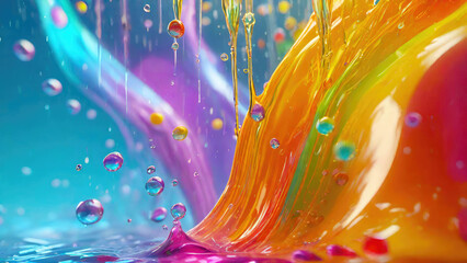 Aufkleber - Vibrant pastel color splash and water splash background in underwater scene.