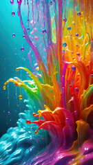 Aufkleber - Vibrant pastel color splash and water splash background in underwater scene.