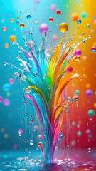 Aufkleber - Vibrant pastel color splash and water splash background in underwater scene.
