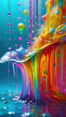 Aufkleber - Vibrant pastel color splash and water splash background in underwater scene.